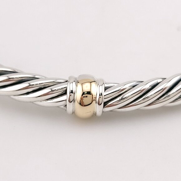 DAVID YURMAN Sterling Silver & 14k Gold Cable 4mm Flex Station 7 Inch Bracelet - Picture 5 of 13